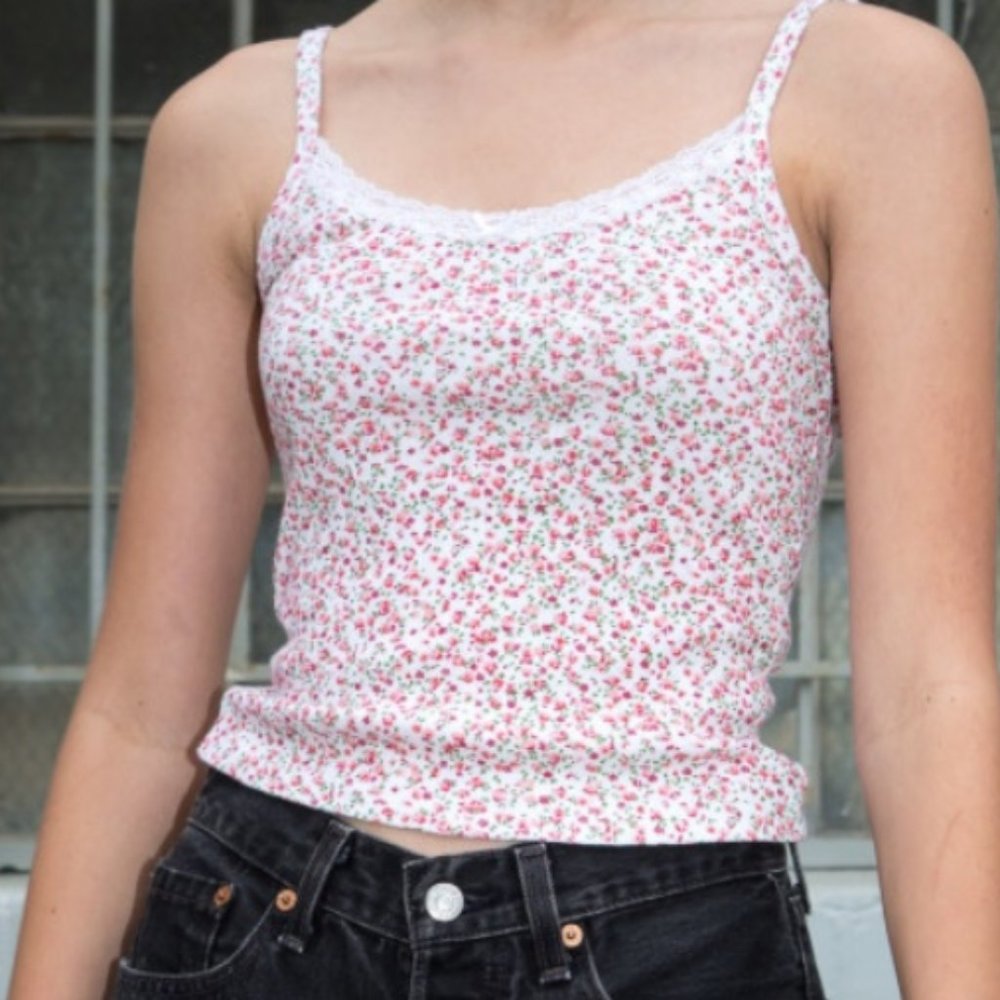 brandy melville skylar little floral bow tank